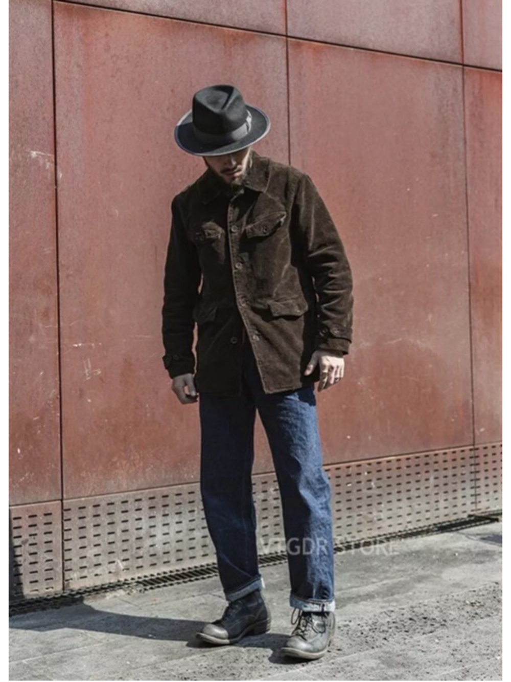 1930 Bronson Mfg French Hunting Jacket Vintage Style Men Thick Corduroy Coat 38